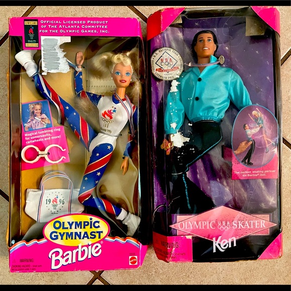 ⭐️NIB VINTAGE LOT RARE 1990's BARBIE OLYMPIC GOLD ICE SKATER KEN